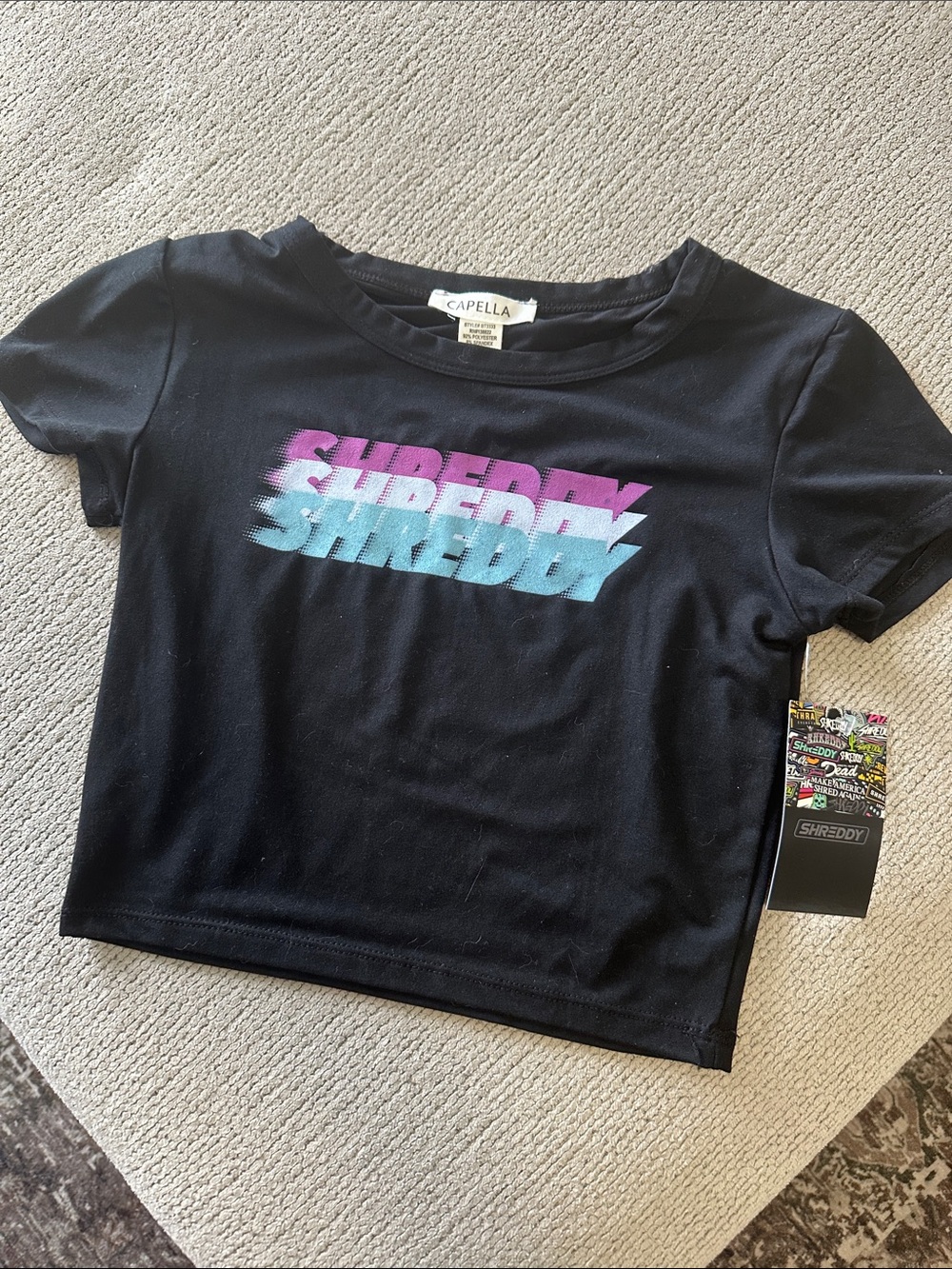 Black Shreddy Crop Top